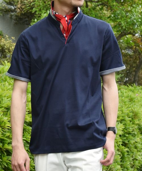 SHIPS（シップス）の「SC: 汗ジミ軽減加工 リブ スキッパー ショートスリーブ ポロシャツ 19SS（ポロシャツ・メンズ・ホワイト/ライトグレー/ブルー/チャコールグレー/ネイビー/ダークネイビー・SMALL/MEDIUM/X-LARGE/LARGE）」の15枚目の写真