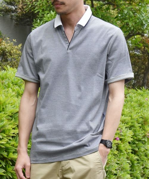 SHIPS（シップス）の「SC: 汗ジミ軽減加工 リブ スキッパー ショートスリーブ ポロシャツ 19SS（ポロシャツ・メンズ・ホワイト/ライトグレー/ブルー/チャコールグレー/ネイビー/ダークネイビー・SMALL/MEDIUM/X-LARGE/LARGE）」の18枚目の写真