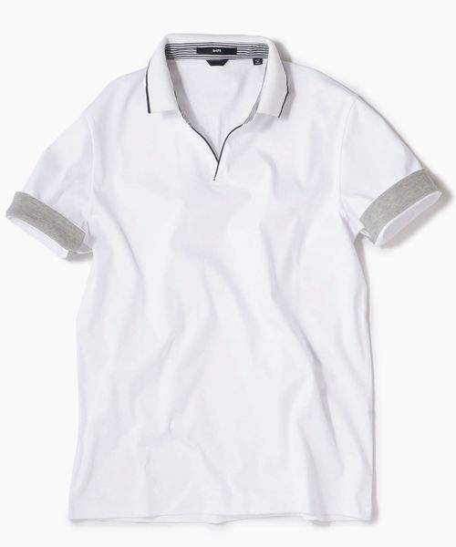 SHIPS（シップス）の「SC: 汗ジミ軽減加工 リブ スキッパー ショートスリーブ ポロシャツ 19SS（ポロシャツ・メンズ・ホワイト/ライトグレー/ブルー/チャコールグレー/ネイビー/ダークネイビー・SMALL/MEDIUM/X-LARGE/LARGE）」の21枚目の写真