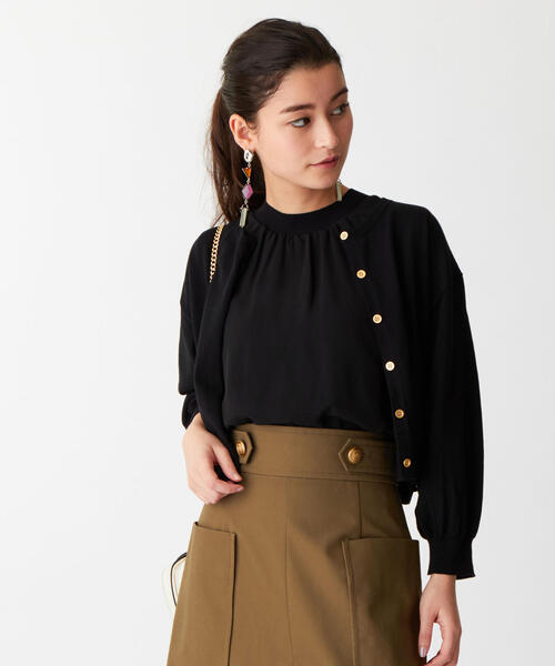 EMMEL REFINES（エメルリファインズ）の「〔ハンドウォッシャブル〕FC HW シフォンノースリーブ ツインニット（アンサンブル・レディース・ブラック/ライトブルー/ナチュラル・FREE）」の2枚目の写真