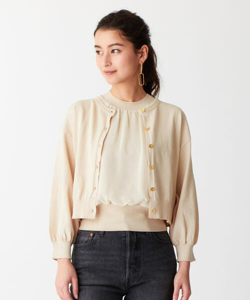 EMMEL REFINES（エメルリファインズ）の「〔ハンドウォッシャブル〕FC HW シフォンノースリーブ ツインニット（アンサンブル・レディース・ブラック/ライトブルー/ナチュラル・FREE）」の5枚目の写真