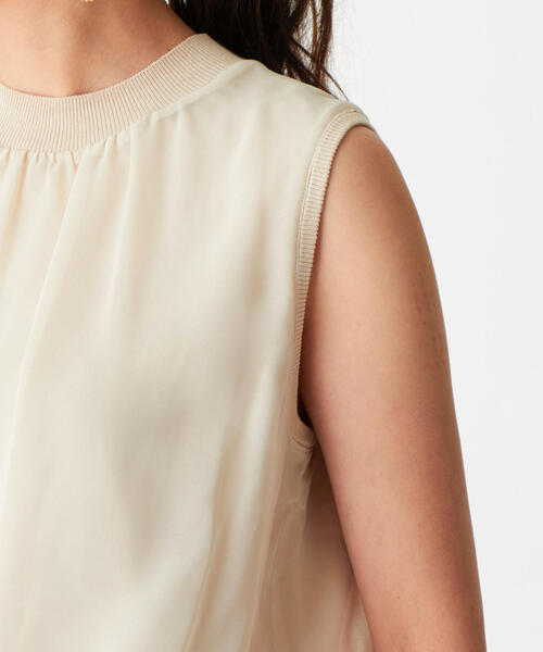 EMMEL REFINES（エメルリファインズ）の「〔ハンドウォッシャブル〕FC HW シフォンノースリーブ ツインニット（アンサンブル・レディース・ブラック/ライトブルー/ナチュラル・FREE）」の8枚目の写真