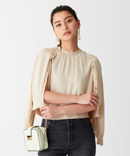 EMMEL REFINES（エメルリファインズ）の「〔ハンドウォッシャブル〕FC HW シフォンノースリーブ ツインニット（アンサンブル・レディース・ブラック/ライトブルー/ナチュラル・FREE）」の9枚目の写真