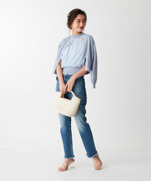 EMMEL REFINES（エメルリファインズ）の「〔ハンドウォッシャブル〕FC HW シフォンノースリーブ ツインニット（アンサンブル・レディース・ブラック/ライトブルー/ナチュラル・FREE）」の10枚目の写真