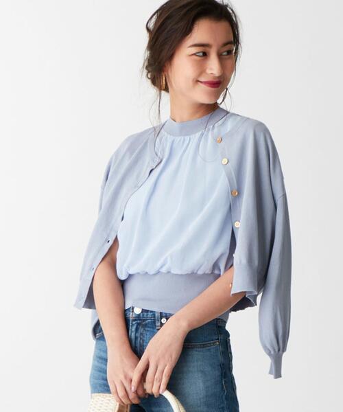 EMMEL REFINES（エメルリファインズ）の「〔ハンドウォッシャブル〕FC HW シフォンノースリーブ ツインニット（アンサンブル・レディース・ブラック/ライトブルー/ナチュラル・FREE）」の20枚目の写真