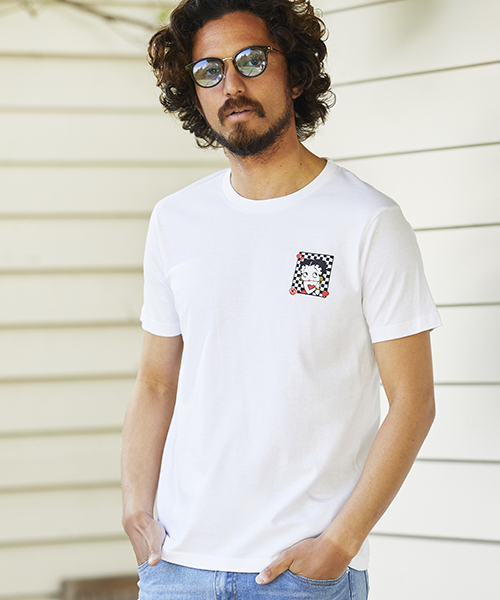 CAMBIO(カンビオ)の「mt5834-Betty Boop Tシャツ(チェッカーフラッグ)(Tシャツ/カットソー・メンズ・ホワイト/ブラック・L/S/XL/M)」の9枚目の写真