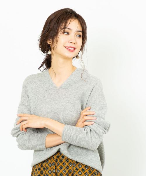 coen（コーエン）の「【ムック本掲載・手洗いできる】ラムウールVネックニット（ニット/セーター・レディース・オフホワイト/ピンク/ライトグレー・FREE）」の11枚目の写真