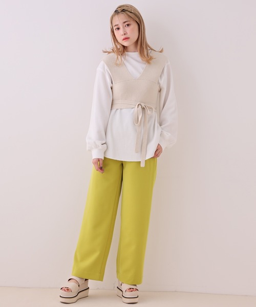 one after another NICE CLAUP（ワンアフターアナザーナイスクラップ）の「ニットビスチェセットトップス（Tシャツ/カットソー・レディース・アイボリー/ベージュ/グリーン・FREE）」の7枚目の写真