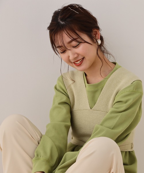 one after another NICE CLAUP（ワンアフターアナザーナイスクラップ）の「ニットビスチェセットトップス（Tシャツ/カットソー・レディース・アイボリー/ベージュ/グリーン・FREE）」の16枚目の写真