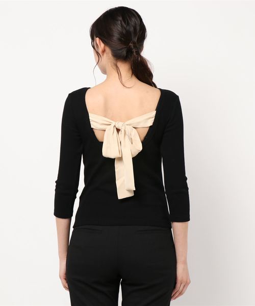 SPIRALGIRL（スパイラルガール）の「バックリボントップス（Tシャツ/カットソー・レディース・ベージュ/グリーン/ブラック・FREE）」の17枚目の写真