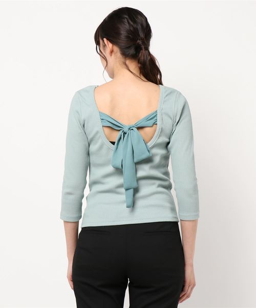 SPIRALGIRL（スパイラルガール）の「バックリボントップス（Tシャツ/カットソー・レディース・ベージュ/グリーン/ブラック・FREE）」の18枚目の写真