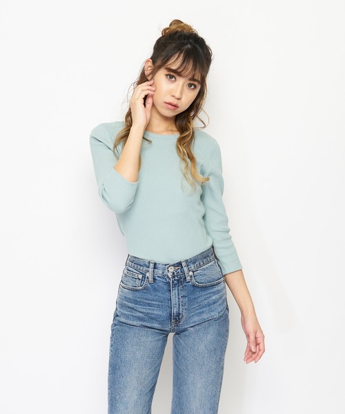 SPIRALGIRL（スパイラルガール）の「バックリボントップス（Tシャツ/カットソー・レディース・ベージュ/グリーン/ブラック・FREE）」の6枚目の写真