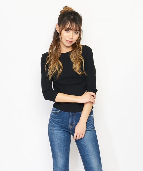 SPIRALGIRL（スパイラルガール）の「バックリボントップス（Tシャツ/カットソー・レディース・ベージュ/グリーン/ブラック・FREE）」の4枚目の写真