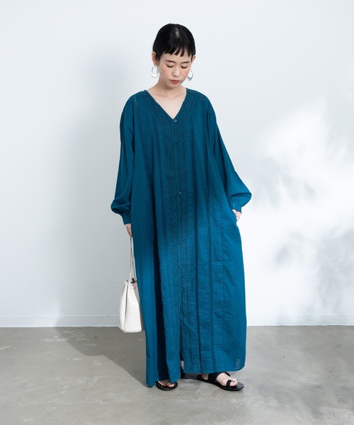 libra ピンタックレースワンピース AUBREY】コットンレースティアード