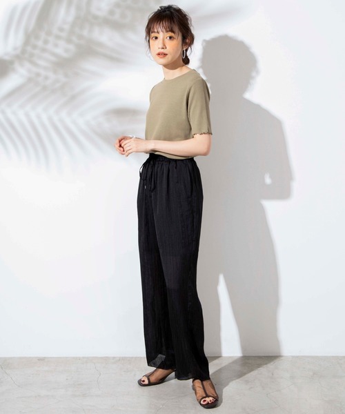 WEGO（ウィゴー）の「WEGO/シアープリーツパンツ（スラックス・レディース・ブラック/グリーン系その他・FREE）」の4枚目の写真