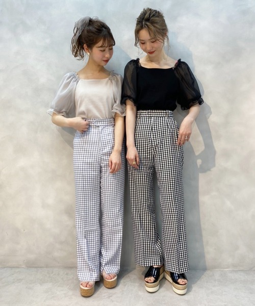 one after another NICE CLAUP(ワンアフターアナザーナイスクラップ)の「袖ドットシフォンテレコプルオーバー(Tシャツ/カットソー・レディース・ライトグレー/ブラック/オフホワイト/ベージュ・FREE)」の19枚目の写真