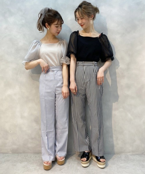 one after another NICE CLAUP(ワンアフターアナザーナイスクラップ)の「袖ドットシフォンテレコプルオーバー(Tシャツ/カットソー・レディース・ライトグレー/ブラック/オフホワイト/ベージュ・FREE)」の22枚目の写真