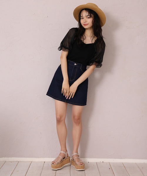 one after another NICE CLAUP(ワンアフターアナザーナイスクラップ)の「袖ドットシフォンテレコプルオーバー(Tシャツ/カットソー・レディース・ライトグレー/ブラック/オフホワイト/ベージュ・FREE)」の10枚目の写真