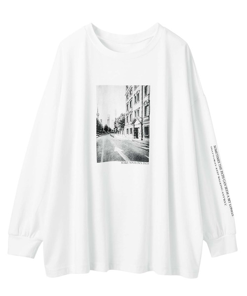 GeeRA（ジーラ）の「《インスタグラマーてらさん着用》フォトプリントロングＴシャツ（Tシャツ/カットソー・レディース・オフホワイト/チャコール・X-LARGE/LARGE/MEDIUM）」の10枚目の写真