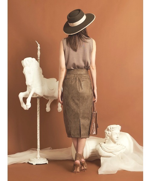 Darich（ダーリッチ）の「レザーコンビミディアムスカート（スカート・レディース・ブラウン/ブラック・S/M）」の5枚目の写真