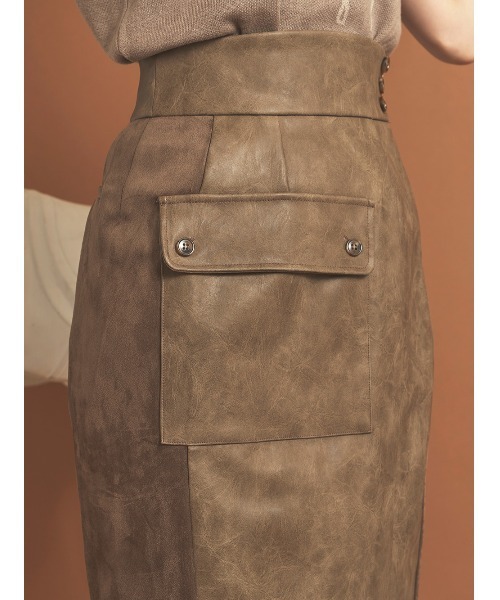 Darich（ダーリッチ）の「レザーコンビミディアムスカート（スカート・レディース・ブラウン/ブラック・S/M）」の8枚目の写真
