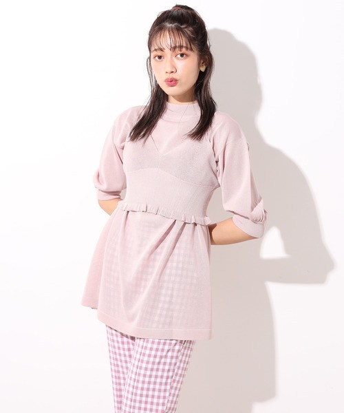 one after another NICE CLAUP（ワンアフターアナザーナイスクラップ）の「２枚セットニットビスチェ（ニット/セーター・レディース・ベージュ/ピンク/グリーン/アイボリー・FREE）」の5枚目の写真