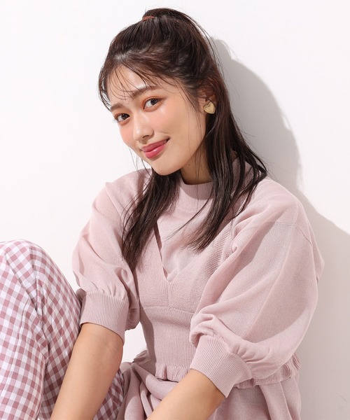 one after another NICE CLAUP（ワンアフターアナザーナイスクラップ）の「２枚セットニットビスチェ（ニット/セーター・レディース・ベージュ/ピンク/グリーン/アイボリー・FREE）」の8枚目の写真