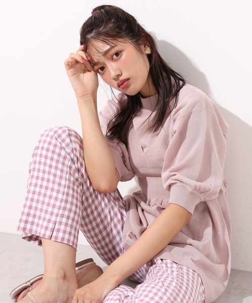 one after another NICE CLAUP（ワンアフターアナザーナイスクラップ）の「２枚セットニットビスチェ（ニット/セーター・レディース・ベージュ/ピンク/グリーン/アイボリー・FREE）」の9枚目の写真