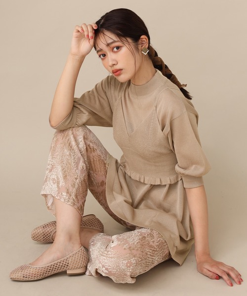 one after another NICE CLAUP（ワンアフターアナザーナイスクラップ）の「２枚セットニットビスチェ（ニット/セーター・レディース・ベージュ/ピンク/グリーン/アイボリー・FREE）」の20枚目の写真