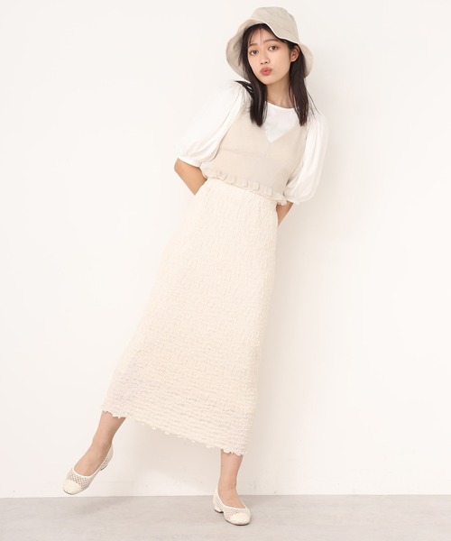 one after another NICE CLAUP（ワンアフターアナザーナイスクラップ）の「２枚セットニットビスチェ（ニット/セーター・レディース・ベージュ/ピンク/グリーン/アイボリー・FREE）」の15枚目の写真