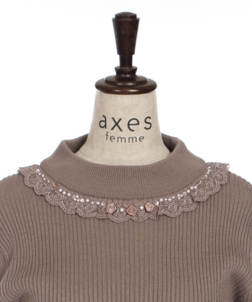 axes femme（アクシーズファム）の「バラボトルネックリブPO（Tシャツ/カットソー・レディース・モカ/キナリ/ワイン/ダークグリーン/ブラック/ラベンダー・MEDIUM）」の8枚目の写真