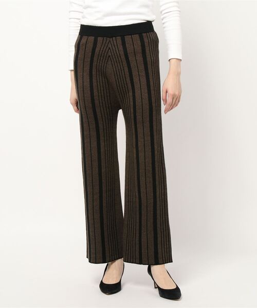 rps（アールピーエス）の「ストライプ柄ニットパンツ（その他パンツ・レディース・ブラウン/杢グレー・M）」の4枚目の写真