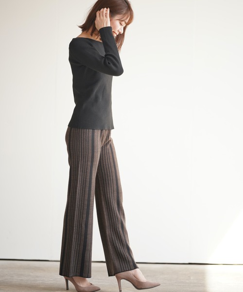 rps（アールピーエス）の「ストライプ柄ニットパンツ（その他パンツ・レディース・ブラウン/杢グレー・M）」の10枚目の写真