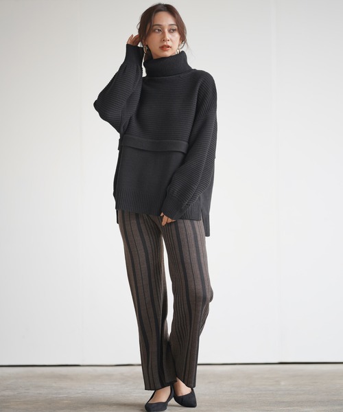 rps（アールピーエス）の「ストライプ柄ニットパンツ（その他パンツ・レディース・ブラウン/杢グレー・M）」の9枚目の写真