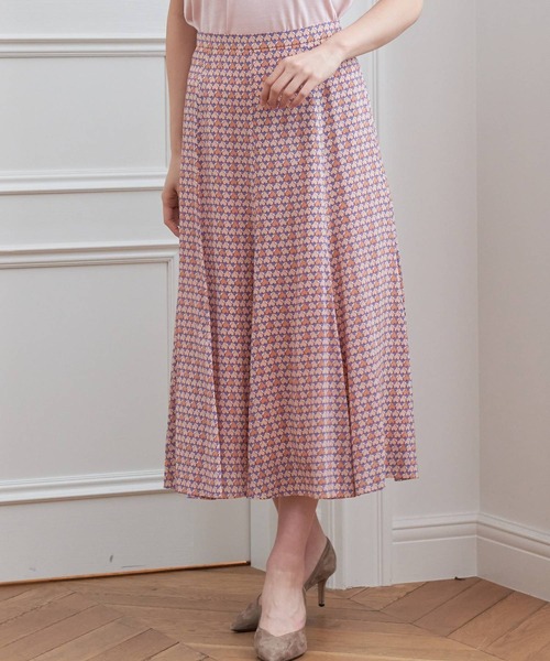 ANAYI（アナイ）の「バードプリントフレア　スカート（スカート・レディース・オレンジ/ベージュ/シャーベット・36/38）」の2枚目の写真