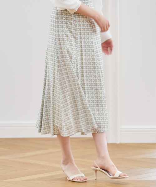 ANAYI（アナイ）の「バードプリントフレア　スカート（スカート・レディース・オレンジ/ベージュ/シャーベット・36/38）」の6枚目の写真