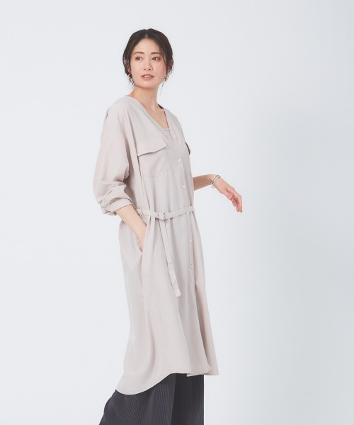 セール Ecru パウダーポプリンノーカラーシャツワンピース ワンピース Abahouse Mavie アバハウスマヴィ のファッション通販 Zozotown