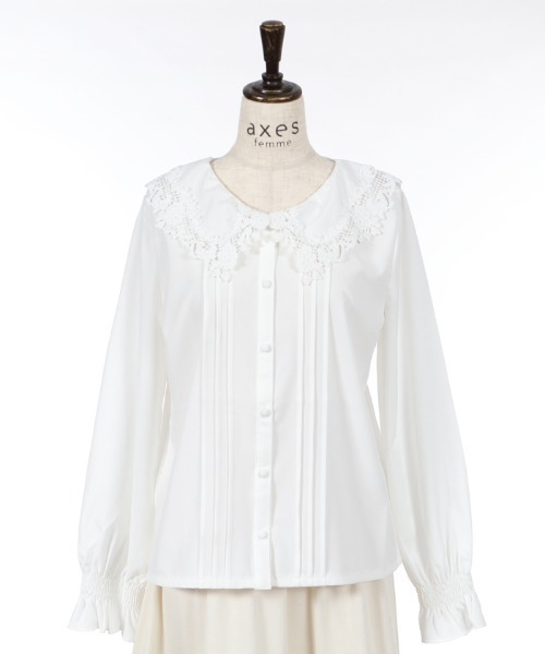 axes femme（アクシーズファム）の「レースカラーブラウス（シャツ/ブラウス・レディース・ブラック/ホワイト/サックスブルー・MEDIUM）」の6枚目の写真