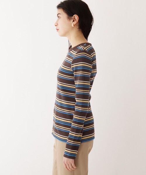 AG by aquagirl（エージーバイアクアガール）の「◆マルチボーダーアソートリブプルオーバー（Tシャツ/カットソー・レディース・ホワイト系/ホワイト系5/ダークオレンジ/ガンメタ・40/36/38）」の6枚目の写真