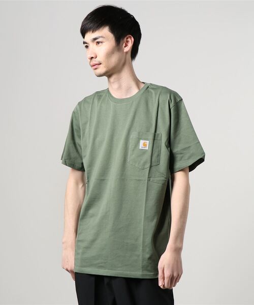 Carhartt WIP（カーハートダブリューアイピー）の「S/S POCKET T-SHIRT（Tシャツ/カットソー・メンズ・サーモンピンク/コーラルピンク/ダークネイビー/ブラック/サックスブルー/アッシュグレー/ライトブルー/バーガンディー/カーキ/ホワイト/フレッシュイエロー・LARGE/XX-LARGE/MEDIUM/SMALL/X-SMALL/X-LARGE）」の4枚目の写真