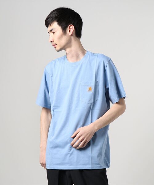 Carhartt WIP（カーハートダブリューアイピー）の「S/S POCKET T-SHIRT（Tシャツ/カットソー・メンズ・サーモンピンク/コーラルピンク/ダークネイビー/ブラック/サックスブルー/アッシュグレー/ライトブルー/バーガンディー/カーキ/ホワイト/フレッシュイエロー・LARGE/XX-LARGE/MEDIUM/SMALL/X-SMALL/X-LARGE）」の6枚目の写真