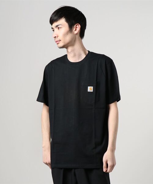 Carhartt WIP（カーハートダブリューアイピー）の「S/S POCKET T-SHIRT（Tシャツ/カットソー・メンズ・サーモンピンク/コーラルピンク/ダークネイビー/ブラック/サックスブルー/アッシュグレー/ライトブルー/バーガンディー/カーキ/ホワイト/フレッシュイエロー・LARGE/XX-LARGE/MEDIUM/SMALL/X-SMALL/X-LARGE）」の2枚目の写真