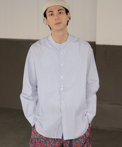 niko and...（ニコアンド）の「ストライプビブシャツ（シャツ/ブラウス・メンズ・ライトブルー/ベビーピンク・MEDIUM/LARGE）」の2枚目の写真