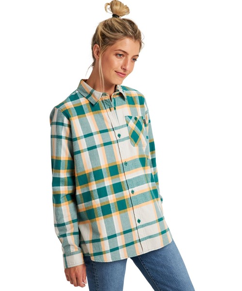BURTON（バートン）の「フランネル チェック 長袖 シャツ（シャツ/ブラウス・レディース・ライトブルー/グリーン・M/S/XS）」の2枚目の写真