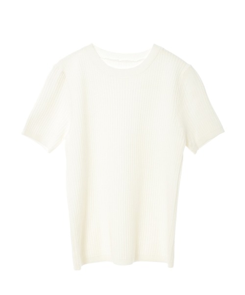 fifth（フィフス）の「クルーネックコンパクト半袖リブニット（ニット/セーター・レディース・ホワイト/ベージュ・MEDIUM）」の8枚目の写真