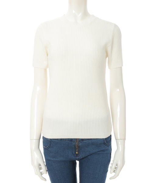 fifth（フィフス）の「クルーネックコンパクト半袖リブニット（ニット/セーター・レディース・ホワイト/ベージュ・MEDIUM）」の10枚目の写真