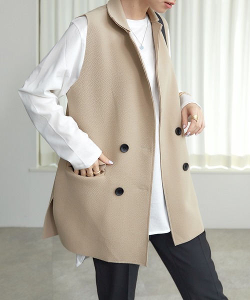 ECRIRE（エクリール）の「ノースリテーラーベスト（ベスト・レディース・ベージュ/カーキ/ピンク/ブラック・フリー）」の3枚目の写真