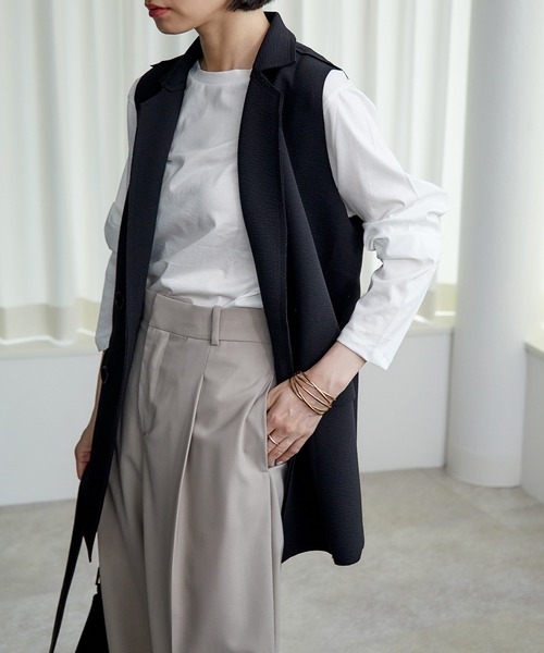 ECRIRE（エクリール）の「ノースリテーラーベスト（ベスト・レディース・ベージュ/カーキ/ピンク/ブラック・フリー）」の2枚目の写真