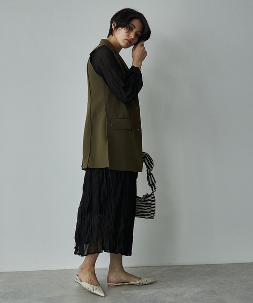 ECRIRE（エクリール）の「ノースリテーラーベスト（ベスト・レディース・ベージュ/カーキ/ピンク/ブラック・フリー）」の9枚目の写真