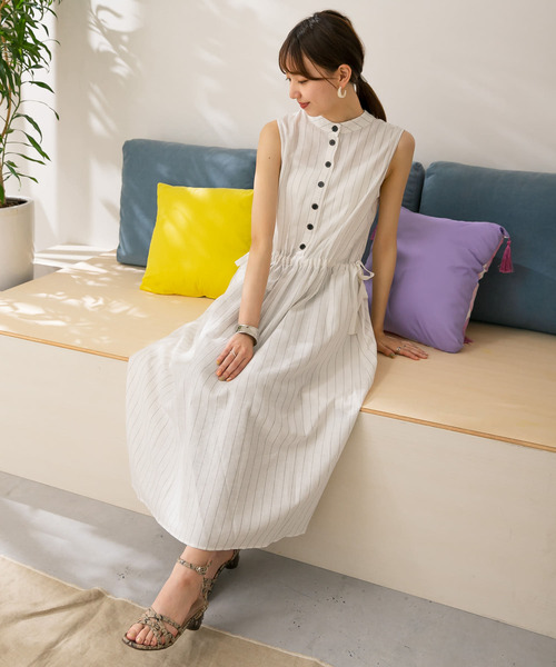 ITEMS URBANRESEARCH（アイテムズ アーバンリサーチ）の「2WAYストライプワンピース（ワンピース・レディース・チャコールグレー/オフホワイト・FREE）」の22枚目の写真